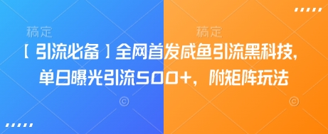 【引流必备】全网首发咸鱼引流黑科技，单日曝光引流500+，附矩阵玩法【揭秘】-多多网创