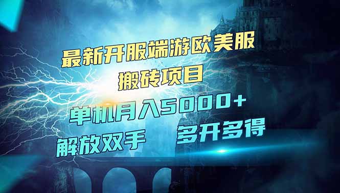全网热门游戏欧美服端游搬砖，最新开服，项目红利期，单机月入5000+-多多网创