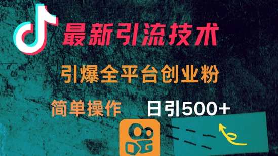 最新引流方法，引爆全平台的一个创业粉，简单操作日引300+-多多网创