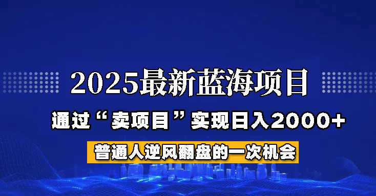 2025年蓝海项目，如何通过“网创项目”日入2000+-多多网创