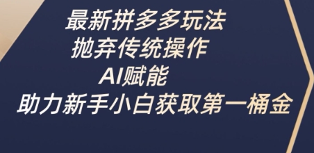 最新拼多多玩法，抛弃传统操作，AI赋能，助力新手小白获取第一桶金-多多网创