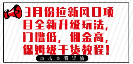 3月份拉新风口项目全新升级玩法，门槛低，佣金高，保姆级干货教程-多多网创