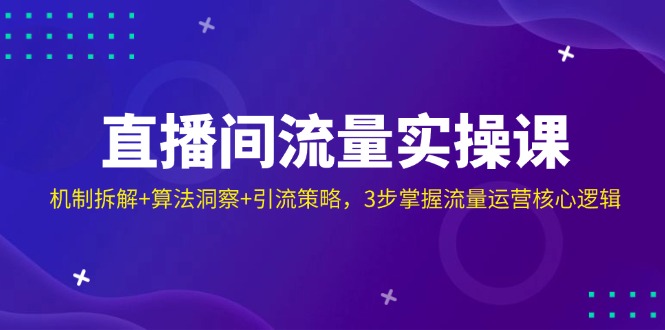 直播间流量实操课：机制拆解+算法洞察+引流策略，3步掌握流量运营核心逻辑-多多网创